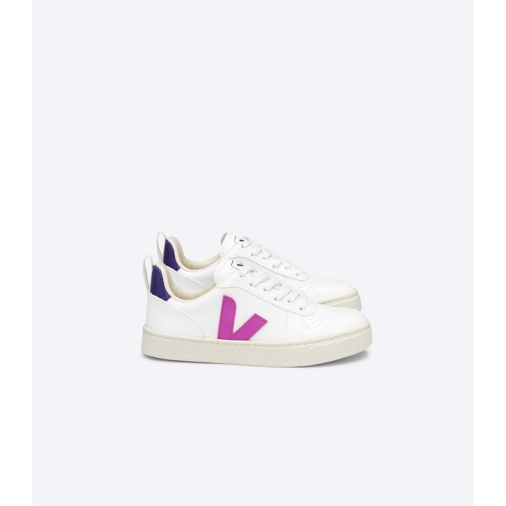 Veja V-10 LACES CWL Kids\' Shoes White/Purple | NZ 793MQZ